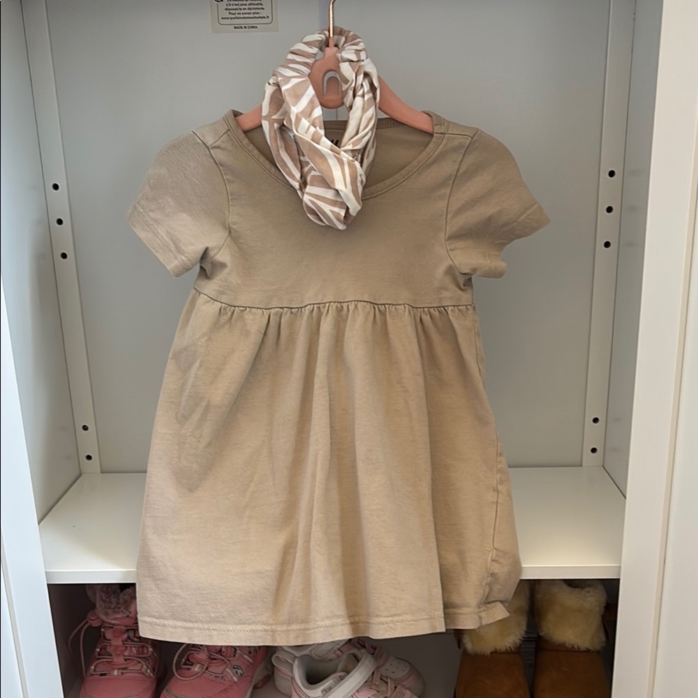Stylish Tan Kids Dress with headband